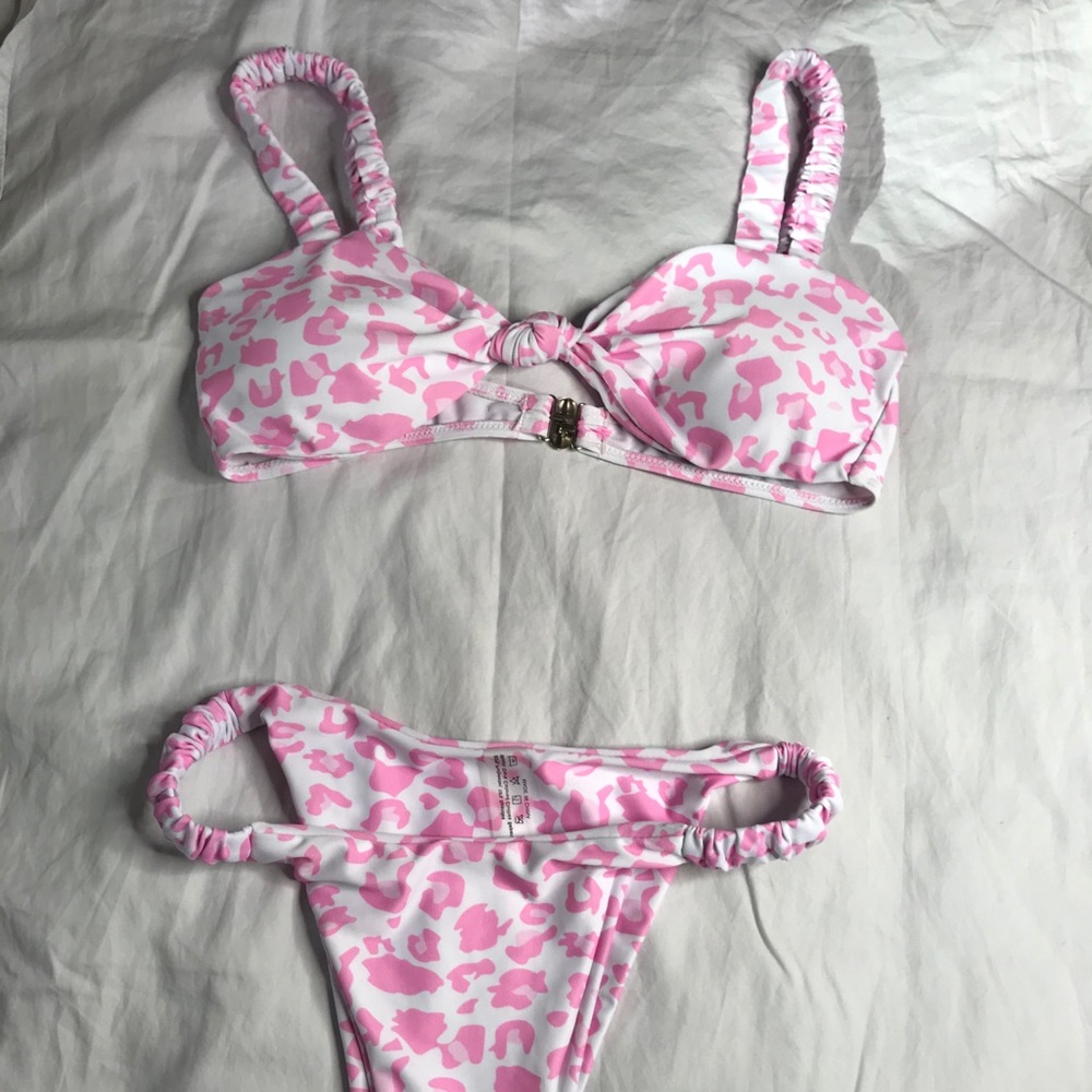 Pink Leopard print bikini set